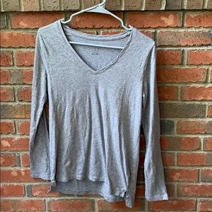 Gray and gold fleck Long Sleeve Vneck Tee